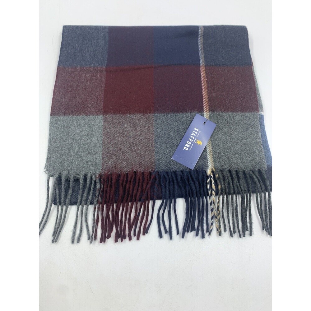 Stafford Mens Scarf Fringe Warm Soft Business Casual Fleece Plaid Flannel NEW